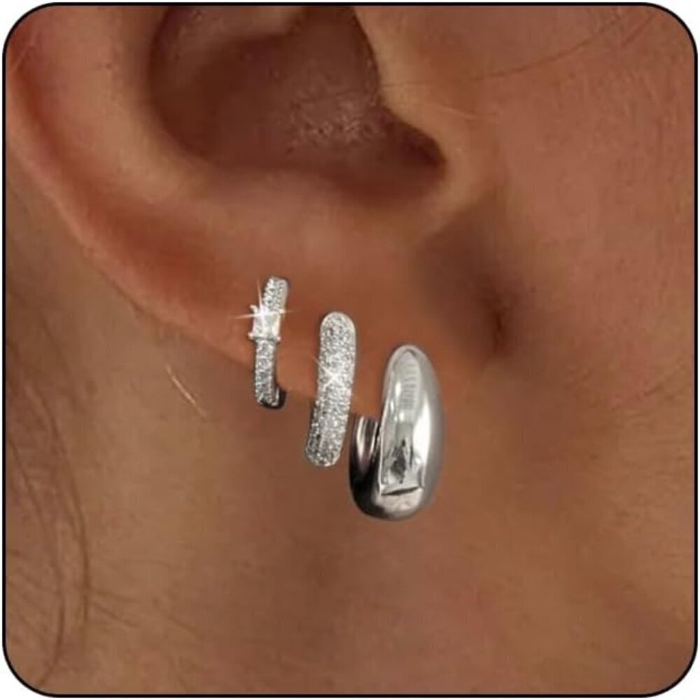 🆕 Lexody Cubic Zirconia Huggie Earring Women Silver Sterling Cartilage Jewelry